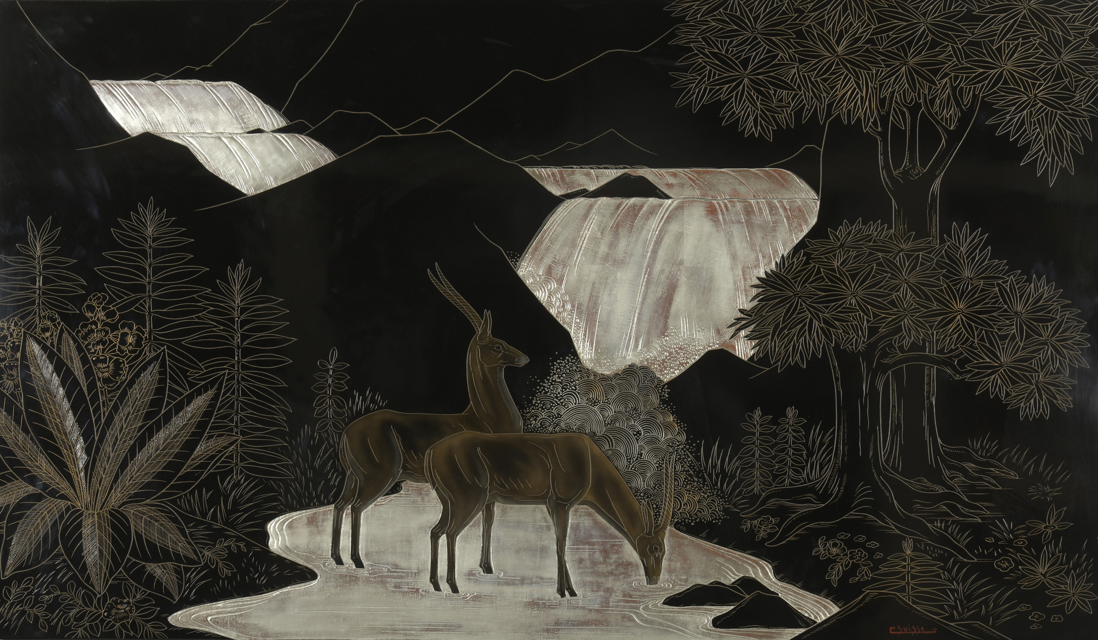Antilopes s'abreuvant.